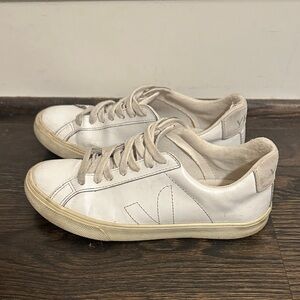 Veja White Sneakers with Beige Accents